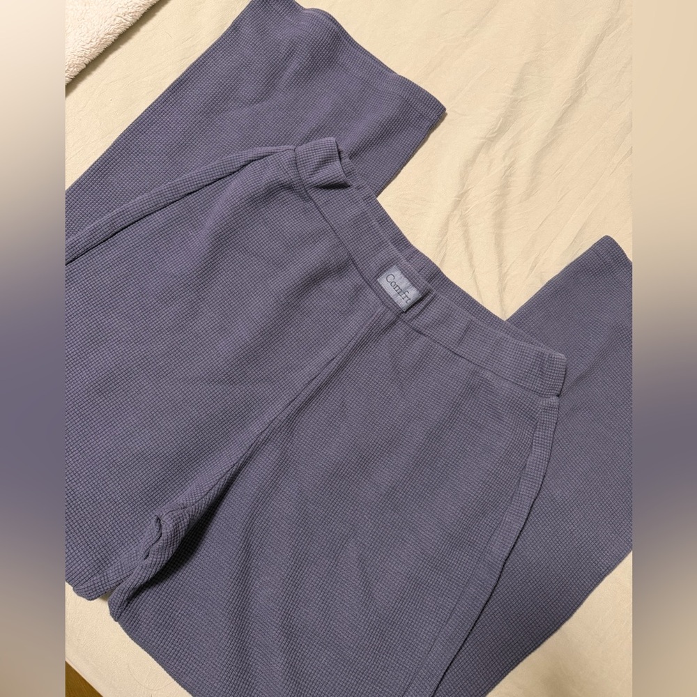 Comfrt Waffle Lounge Pants in Stone Blue - Picture 2 of 5